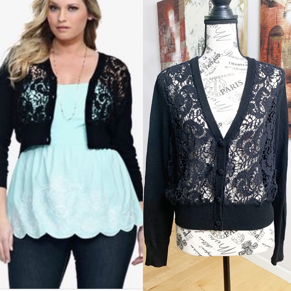 Torrid Crochet Front Cropped Cardigan